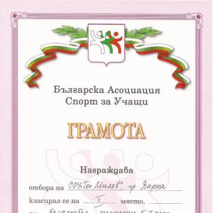 Второ място за баскетболният отбор - момичетата V-VІІ клас на СОУ ”Гео Милев” на финалите на Ученически игри 2011 – 2012 г