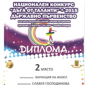 Славея Господинова  VІІ „б” клас - две първи и едно второ място в националния конкурс &amp;quot;Дъга от таланти&amp;quot;,  гр. Пловдив.